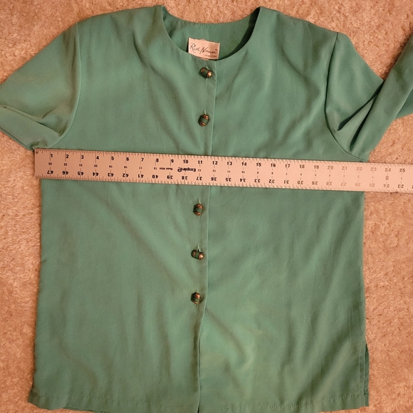 Ruth Norman lightweight turquoise blazer with gold buttons size medium - Picture 8 of 11